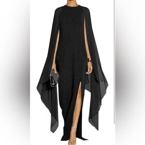 Elegant Black Cape Dress